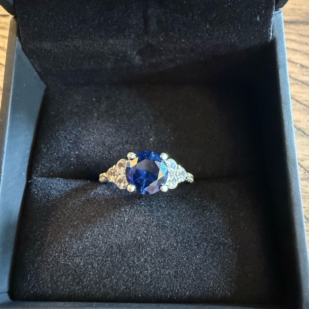 KEEPSAKE the Label Blue and Silver Three-Stone Ring